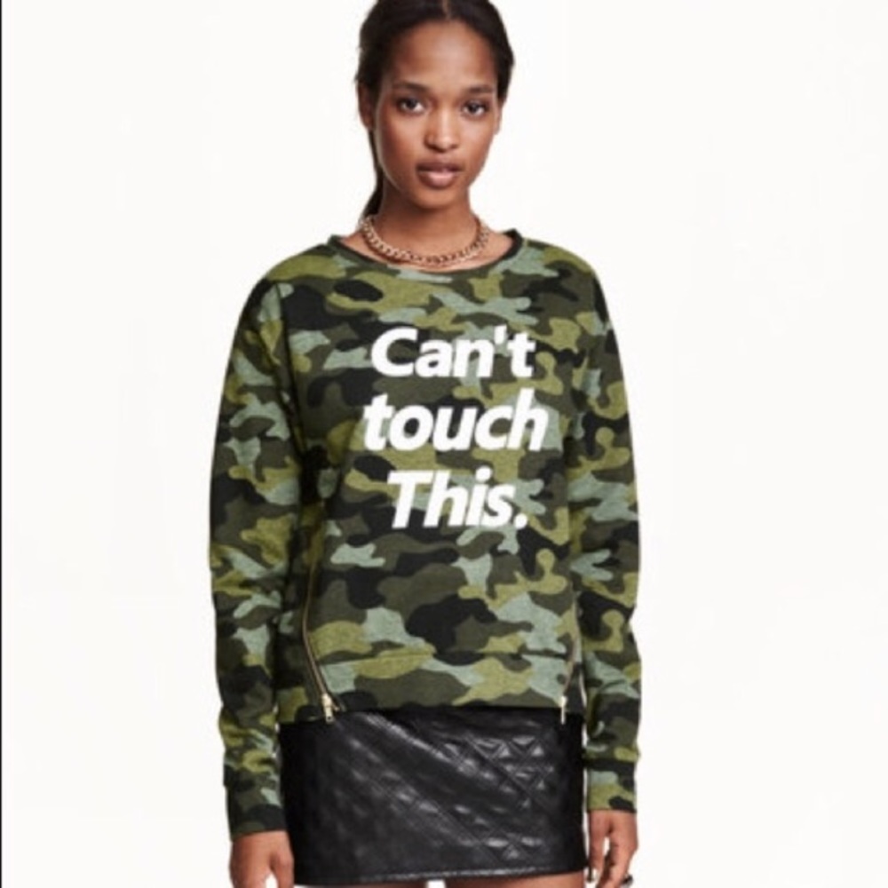 H & M divided camo sweatshirt can’t touch this